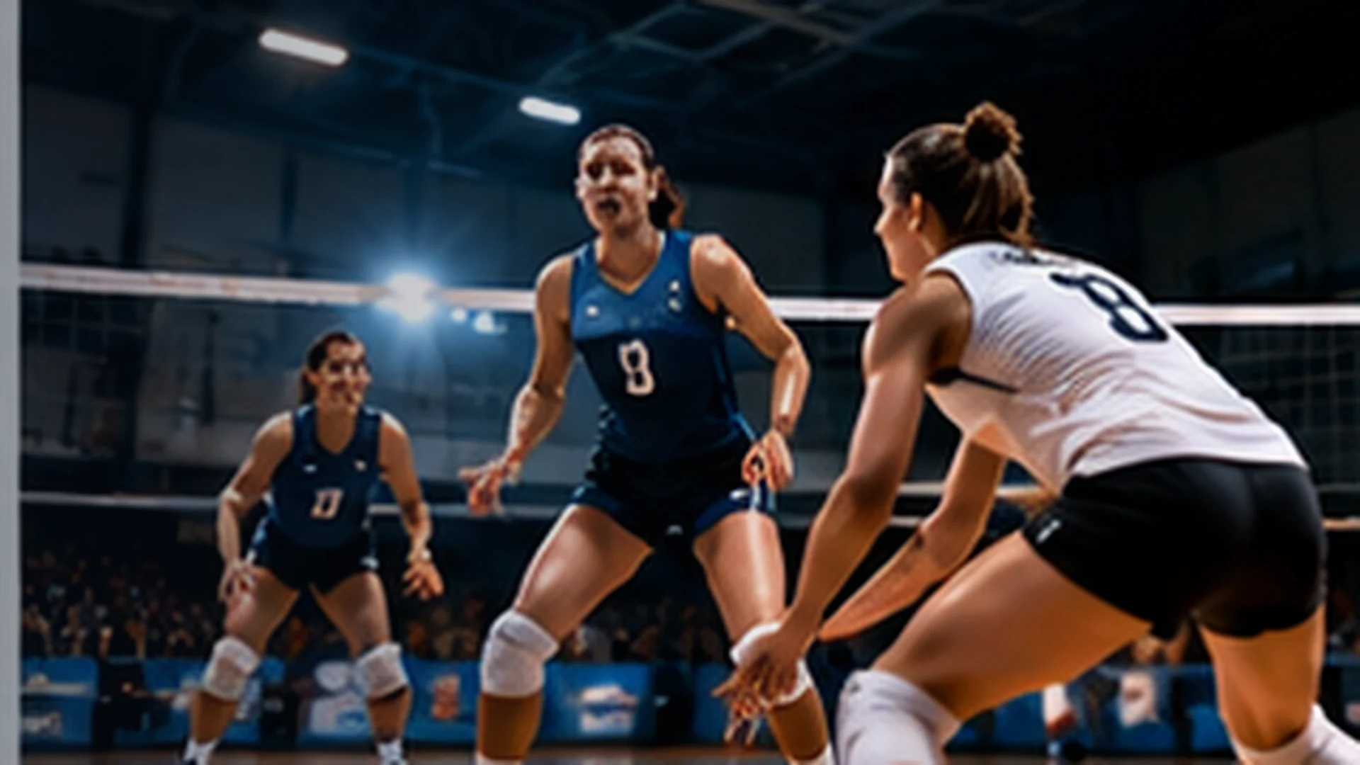 Volleyball teams competing in a league match
